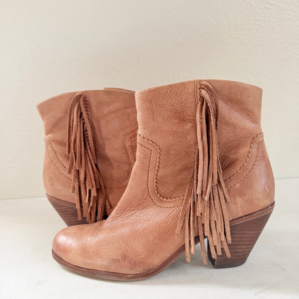 Sam Edelman Louie cognac leather fringe boot